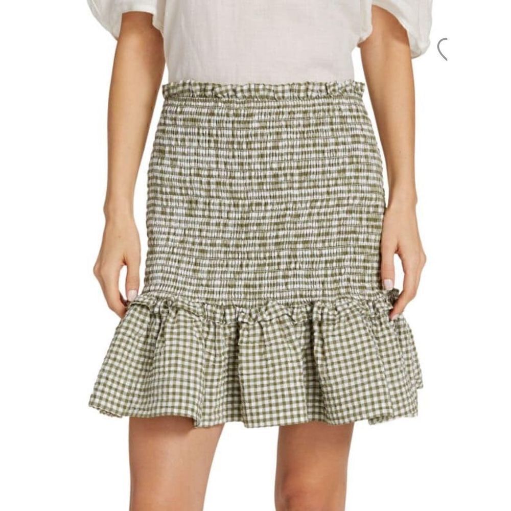 Veronica Beard Aloya Smocked Cotton Blend Miniskirt Nwt Size X-Large
